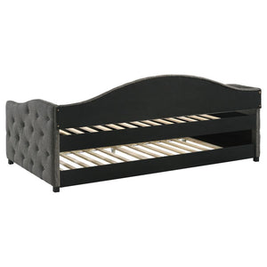 Sadie - Upholstered Twin Daybed With Trundle - Gray