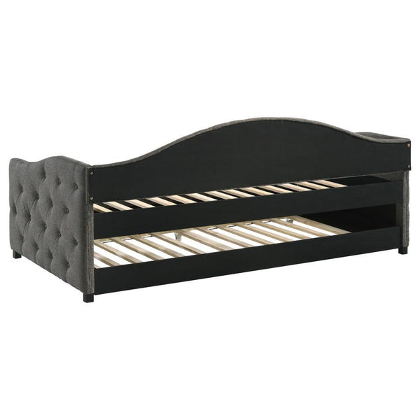 Sadie - Upholstered Twin Daybed With Trundle - Gray