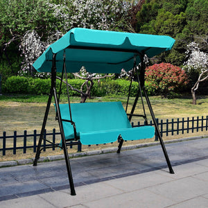 Brand New And High Quality<br>Outdoor Loveseat Swing Chair<br>Providing Two Comfortable Seats<br>With A Waterproof Top Canopy  Protecting You From Ultraviolet Ray And Drizzle<br>Black Steel Frame  Durable And Sturdy<br>With Seat And Back Cushion Add Comfo