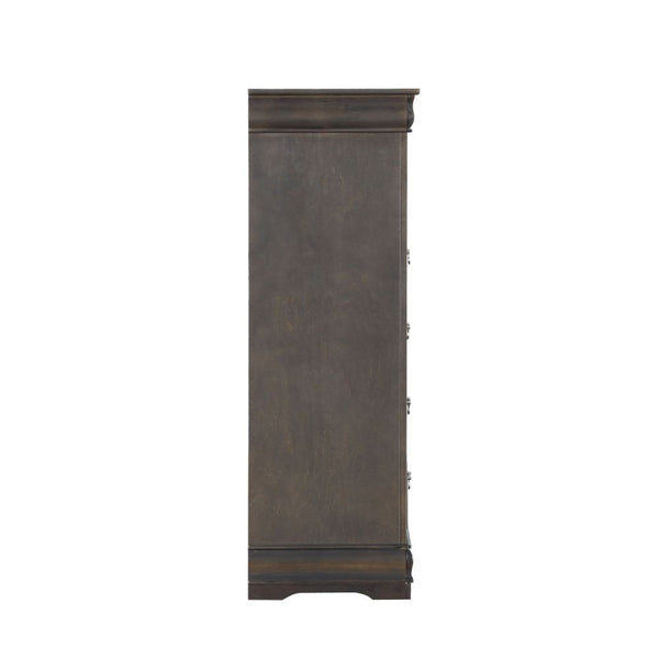  the simple moldings and luxurious pull handles add subtle sty