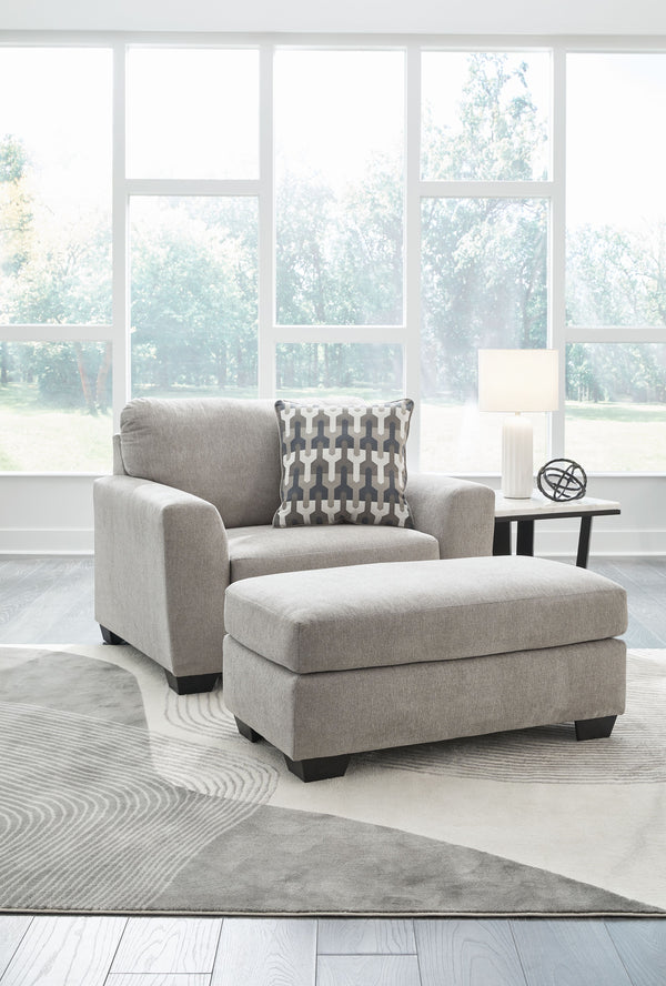 Need a simple style refresh? Liven up your space with this oversized chair and ottoman set. Its sleek design invites you to sink into the generous cushions. Plush, textured upholstery creates a captivating look that works for aesthetics ranging from class