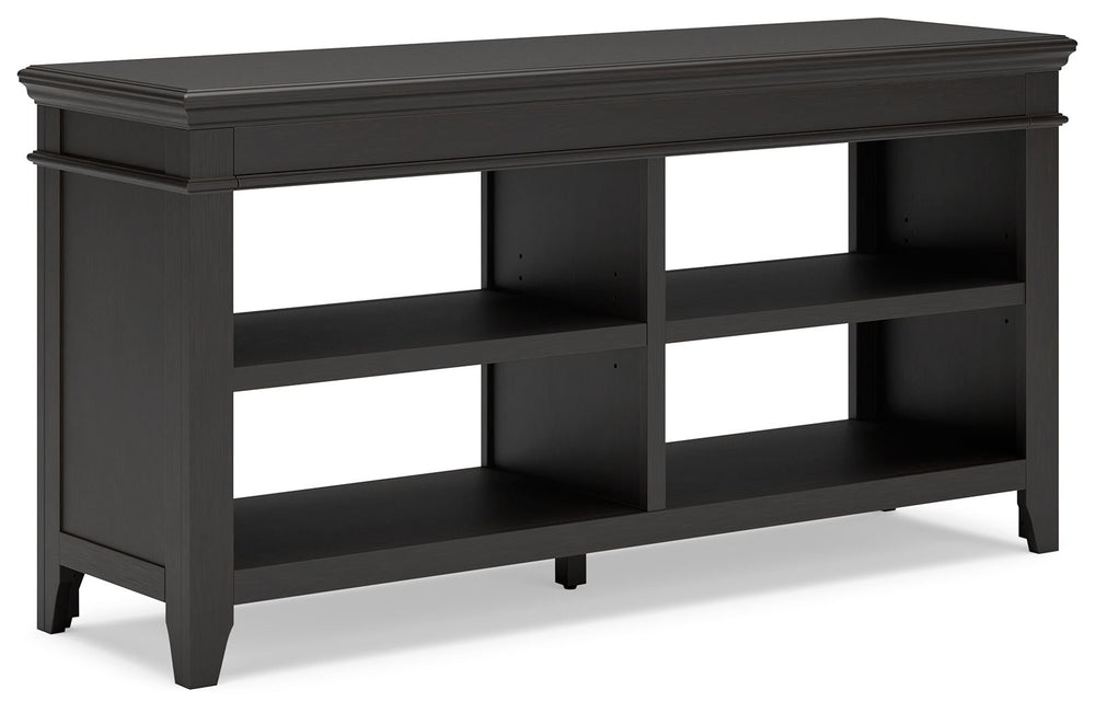 Make a style statement with this home office credenza. Its traditional design is updated with an on-trend vintage black finish. The credenza-'s open storage and adjustable shelving add up to a well-organized workspace.<br><br><b>Additional Dimensions</b><