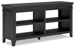 Make a style statement with this home office credenza. Its traditional design is updated with an on-trend vintage black finish. The credenza-'s open storage and adjustable shelving add up to a well-organized workspace.<br><br><b>Additional Dimensions</b><