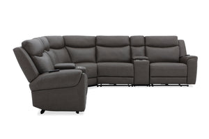 Momentum - 7 Piece Modular Power Reclining Sectional With Power Adjustable Headrests - Dark Granite