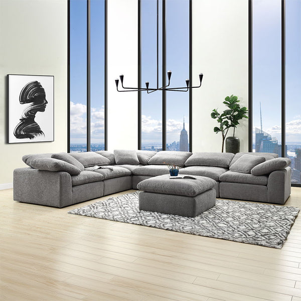 Naveen - Modular Ottoman - Gray Linen
