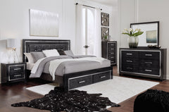 Rest easy. The luxurious look youâ€™ve been dreaming of is yours for the takingâ€”at a price sure to put you at ease. This striking storage bedroom group brings a sense of old Hollywood with a contemporary flair. A deep, dark finish, faceted chrome-tone a
