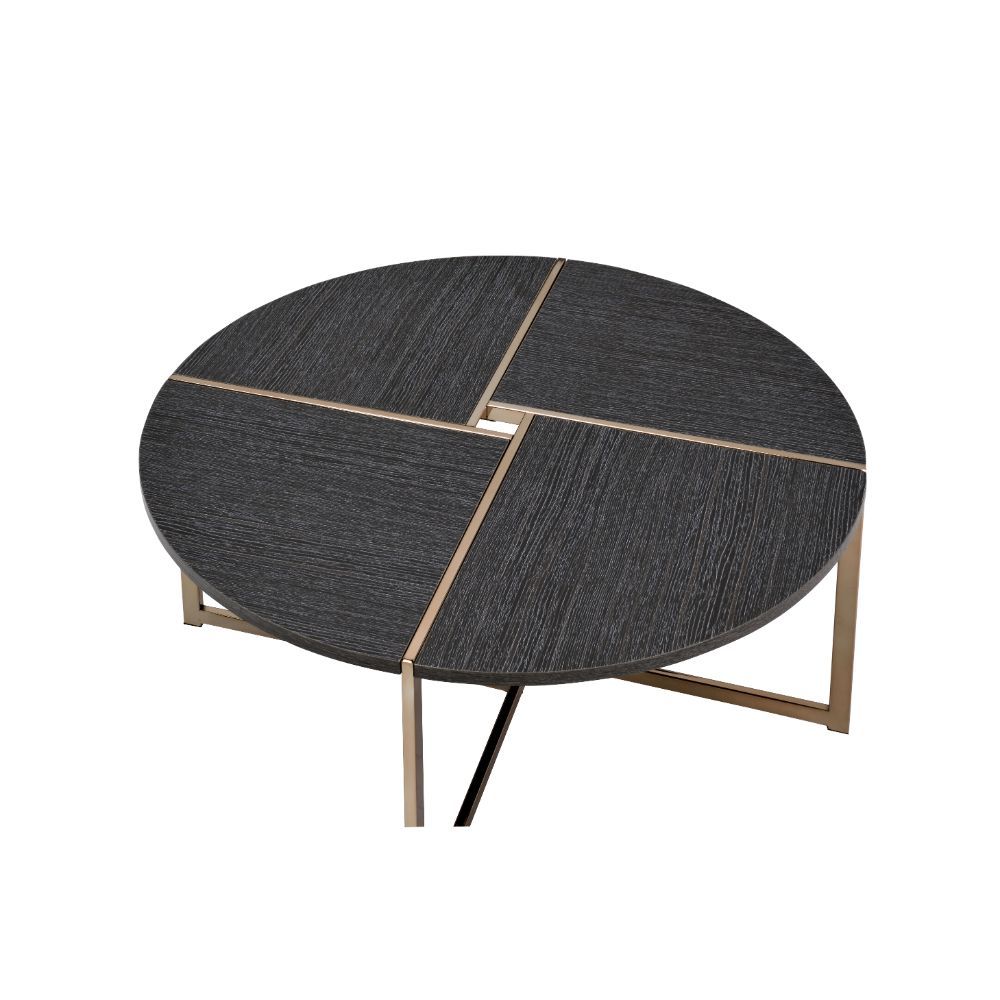 Bromia - Coffee Table - Black & Champagne - 35-"<br/><br/><b>Product Features</b><ul><li>Occasional Tables Set</li><li>Round Shape</li><li>Wooden Top</li><li>Metal Leg with X-Shape Support (Open Frame)</li><li>Case: 1Pc/1Ctn</li><li>Finish: Black & Champa