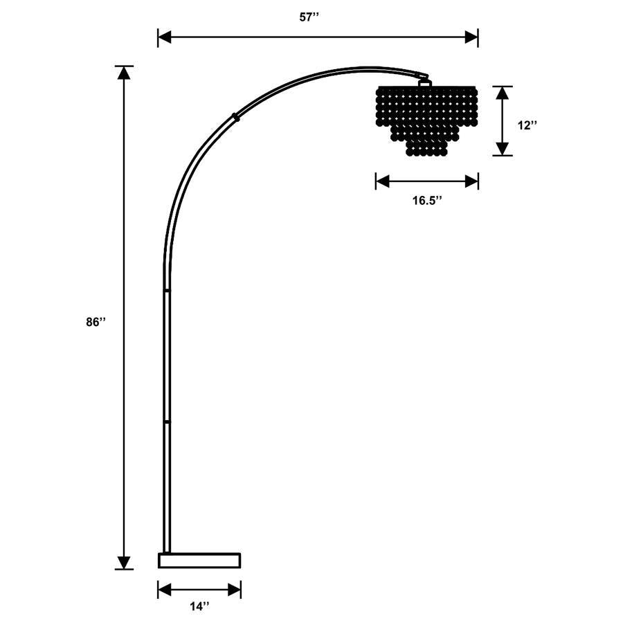 Blend beautiful shapeliness and soft curves with modern and classic materials in this brilliant floor lamp. Designed to light up any space, as well as your sense of aesthetics, this drooping floor lamp has eye-catching appeal. The lamp is anchored by a ma