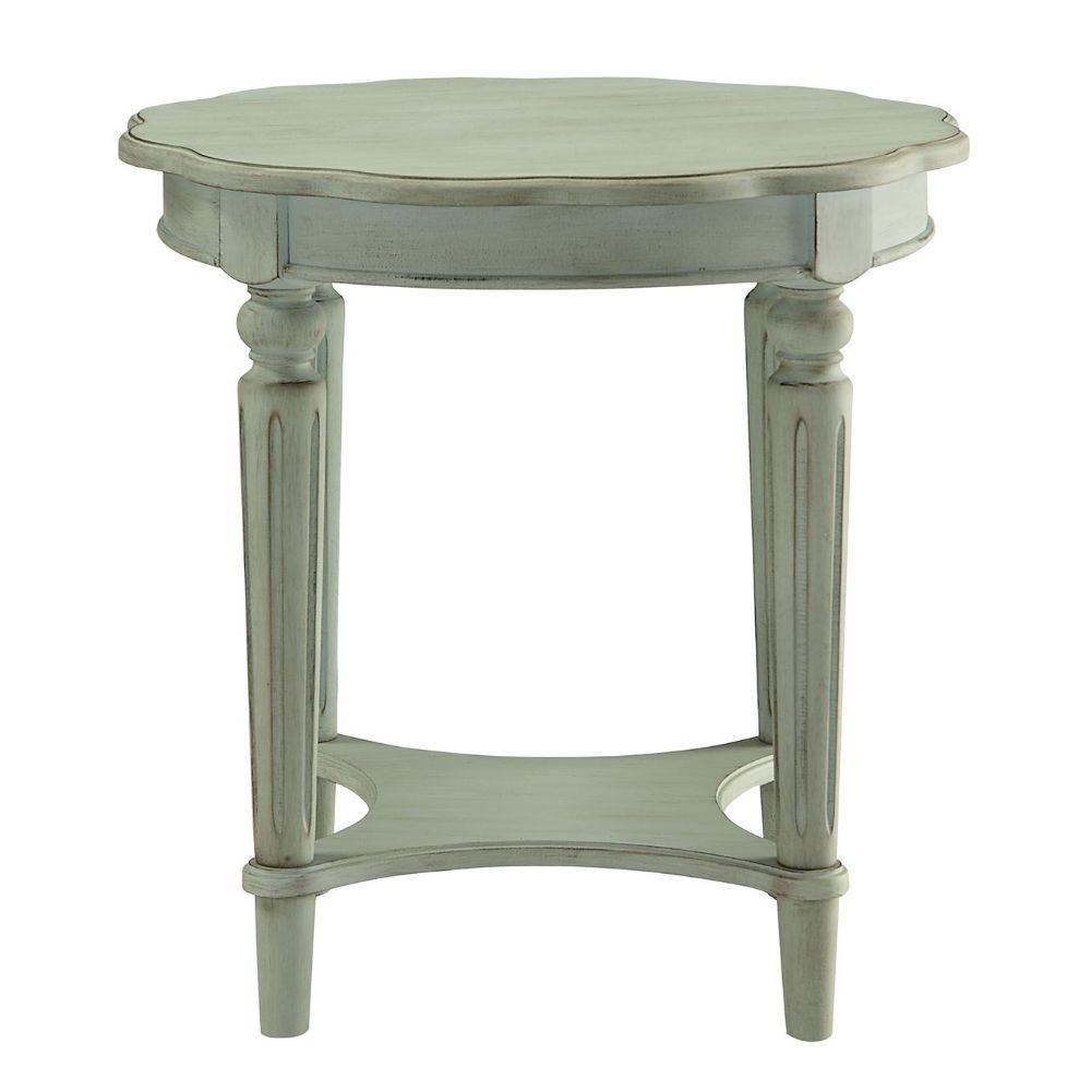 The French country-inspired Fordon occasional table is gracefully designed and made from quality materials. Scalloped round table top, turned legs and a bottom shelf, each piece is carefully crafted while superb functionality is kept in mind. This occasio