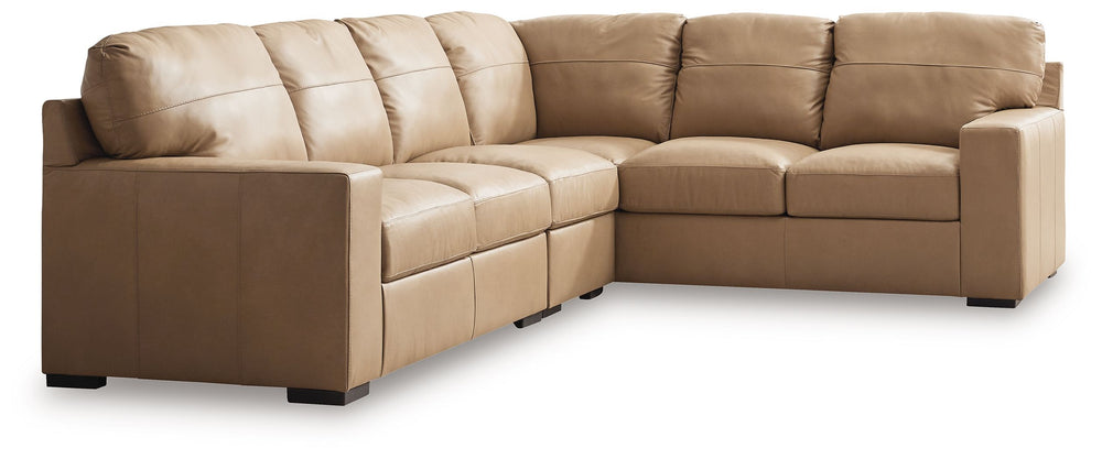 Indulge in attainable, top-of-the-line luxury. With this sectional, you can outfit your home in ultra-sleek style. Genuine leather upholstery on the interior provides the richly refined look and feel you love without breaking the bank. Clean-lined arms po