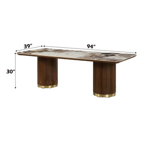 Willene - Dining Table With Ceramic Top - Walnut Finish