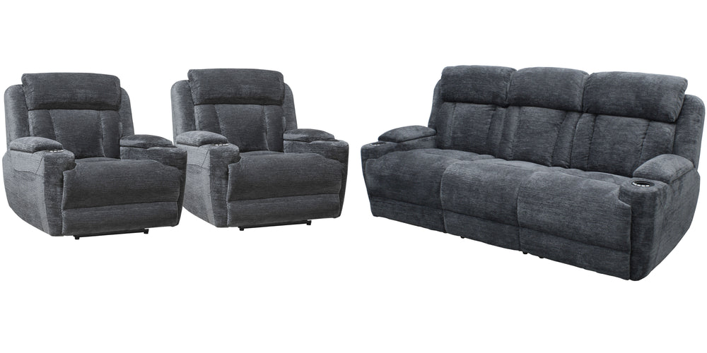 Comfort meets innovation in this inspired Power Sofa, Loveseat & Recliner. The perfect choice for creating a relaxing environment, this stylish model features a smooth motorized reclining motion at just the touch of a button. Integrated beverage holders i