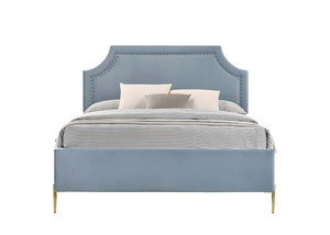 Milla - Queen Bed - Light Blue Velvet