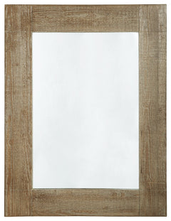 This accent mirror merges casual style with a clean, linear profile for a simple-yet-striking look. Its distressed brown finish has an enduring charisma, effortlessly pairing with your existing decor.<br/><br/><b>Product Features</b><ul><li>Made with wood