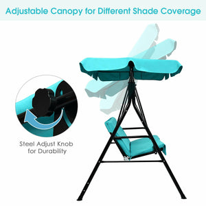 Brand New And High Quality<br>Outdoor Loveseat Swing Chair<br>Providing Two Comfortable Seats<br>With A Waterproof Top Canopy  Protecting You From Ultraviolet Ray And Drizzle<br>Black Steel Frame  Durable And Sturdy<br>With Seat And Back Cushion Add Comfo