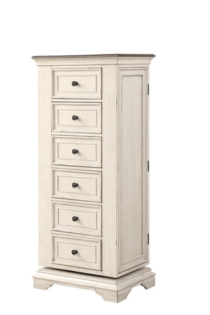 This Chest is the perfect way to upgrade your bedroom. Made of poplar solids and oak veneers, this chest is both durable and beautiful. The ball bearing drawer glide ensures smooth and effortless operation, while the velvet lined drawers add a touch of el