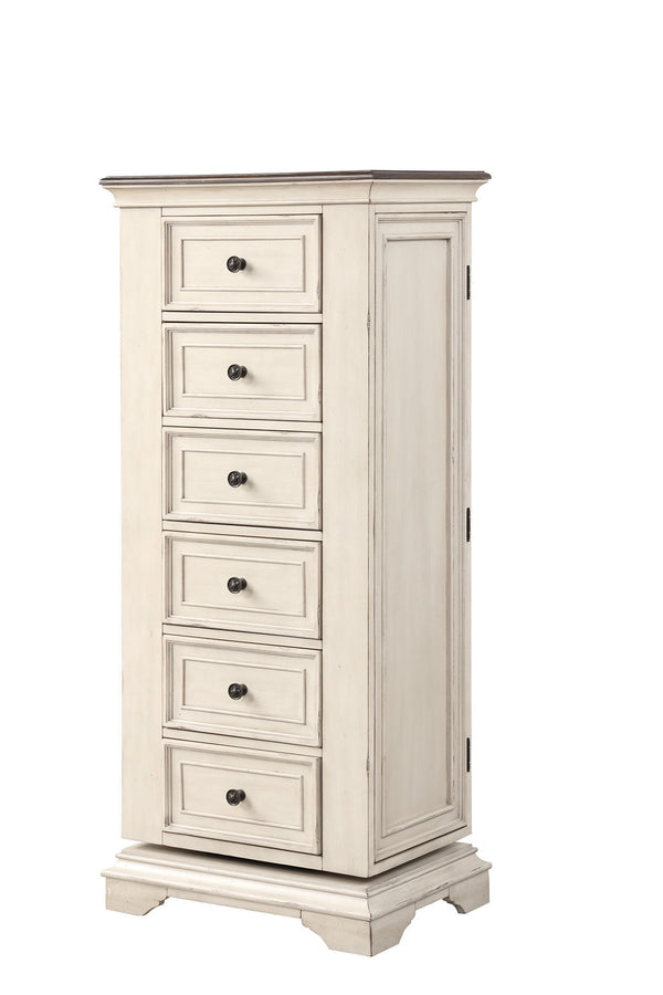 This Chest is the perfect way to upgrade your bedroom. Made of poplar solids and oak veneers, this chest is both durable and beautiful. The ball bearing drawer glide ensures smooth and effortless operation, while the velvet lined drawers add a touch of el