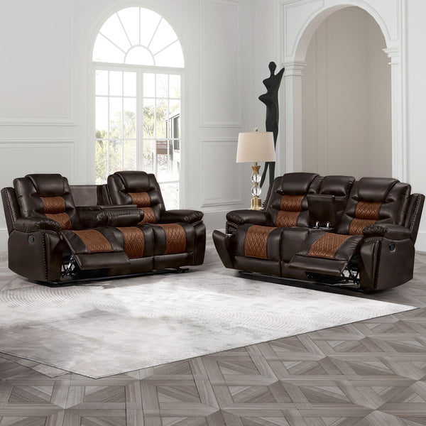  featuring a dual reclining sofa and console loveseat with hidden cup holders. This set