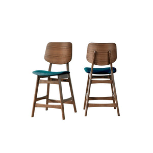 Oscar - Counter Chair With Cushion (Set of 2) - Walnut / Forest Green