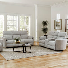 Perfect for relaxing at the end of a long day, this Power Sofa, Loveseat, and Glider-Recliner set features smooth power reclining for ultimate comfort.<br/><br/><b>Product Features</b><ul><li>Frame and wrapped in 100% polyester fabric</li><li>Curved arms<