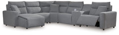 Looking cool and contemporary is great. But when it comes down to it, youâ€™re all about low-maintenance lounging. With the performance fabric on this power reclining sectional with chaise, cleaning spills is a breeze. Its modular design caters to your ev