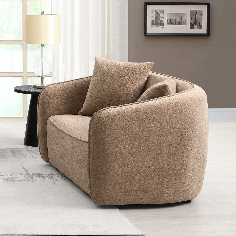 The Keith collection sofa, available in both luxurious brown and beige Chenilles, offers a perfect blend of comfort and elegance. With plush pillows and a cozy design, these sofas invite you to relax and unwind in style. Ideal for any living space, the Ke