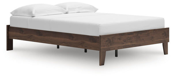 At the intersection of classic cool and chic sophistication youâ€™ll find this full platform bed. The rich brown finish over replicated walnut wood grain offers an authentic touch that plays well any way you style it. Minimal yet elegant in its design, th