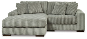 Plush and posh. Showcase your eye for on-trend texture with the statement-making cord upholstery of this sectional with chaise. Its stunningly soft fabric entices in a warm neutral hue, complementing contemporary color palettes. Sink into the cushions and