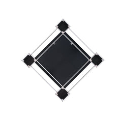Great addition to maximize the sunlight and expand your space, this Asbury wall mirror will light up the room and add an elegant flair to the atmosphere. Featuring a diamond shape, the metal frame is finished with a mirrored trim along with a geometric pa