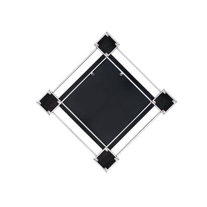 Great addition to maximize the sunlight and expand your space, this Asbury wall mirror will light up the room and add an elegant flair to the atmosphere. Featuring a diamond shape, the metal frame is finished with a mirrored trim along with a geometric pa