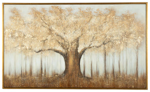 Autumnal beauty, reimagined. Transporting you to a crisp forest treescape, this wall art immerses you in warm brown, cream and gold hues. A grand tree sprawls across the canvas, recalling the timeless grace of nature.<br/><br/><b>Product Features</b><ul><