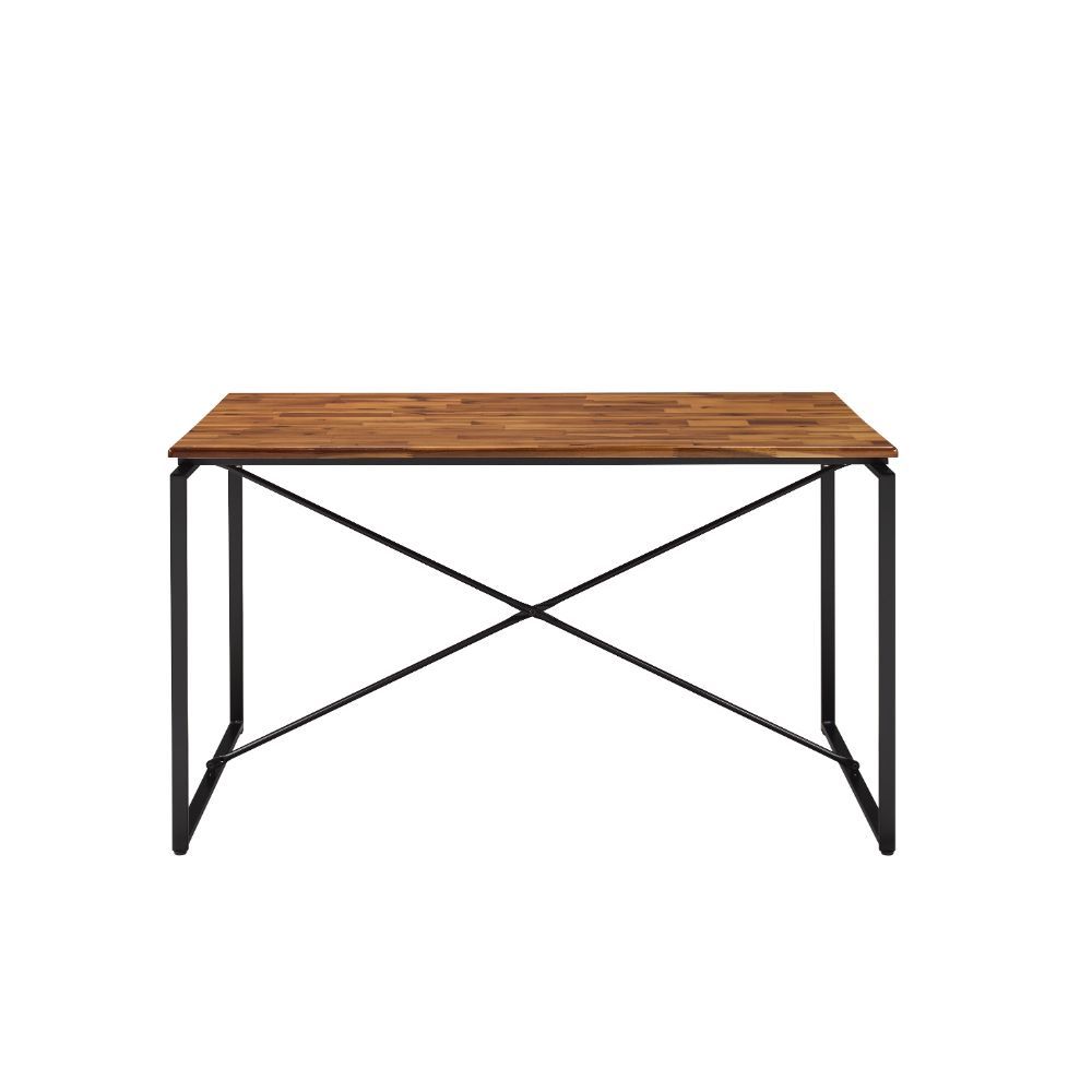 The Jurgen dining set features a rectangular table with fixed top and a metal sled base. With extra support from metal cross bars on its base, this industrial style table is both functional and stylish. Matching side chairs have comfortable PU padded seat