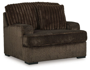 If youâ€™re looking for a blend of extraordinary comfort and contemporary style, the extra-roomy Aylesworth oversized chair stacks up beautifully. Itâ€™s a modern yet ultra-soft look pairing plush textured and on-trend corduroy cushions that feel as great