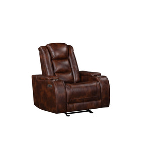 The Chester Power Glider Recliner with adjustable headrests in brown offers a blend of modern style, superior comfort, and practical features. Built with hardwood and plywood interior frames and sturdy motion mechanisms, this recliner is designed for dura