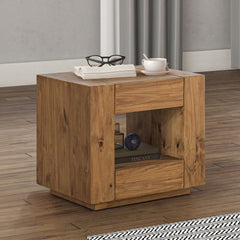 The Harian collection with its brown finish, exudes rustic charm and modern elegance.These tables are perfect for creating a cohesive, inviting living space where functionality meets timeless appeal. Enhance your home with the natural warmth and sturdy co