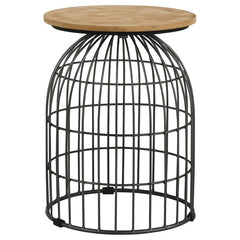 Bring a touch of whimsical charm to your space with this unique accent table, featuring a birdcage-inspired metal base and a natural beige marble top. The open wireframe design creates an airy, industrial feel, while the smooth round marble surface provid