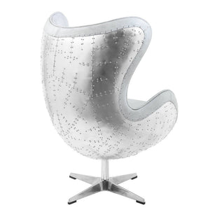 Brancaster - Accent Chair With Swivel - Vintage White & Aluminum