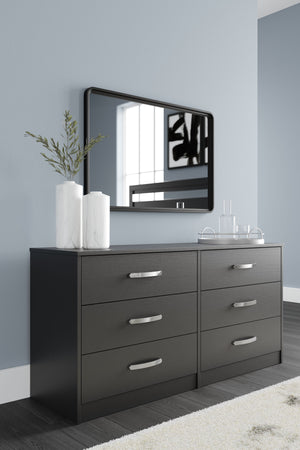  this dresser blends seamlessly with modern decor and makes a smart addition to a bedroom. The six full-sized drawers slide easily and can be used to keep your clothes neat and organized. Sleek metal pulls in a brushed nickel-tone