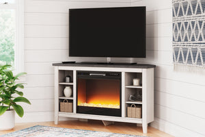 With its minimalist charm, this corner TV stand is right in tune with your relaxed approach to high style. Beautifully shaped to nestle into any corner, itâ€™s well equipped with a flexible, open-concept design and cutouts for wire management that enhance