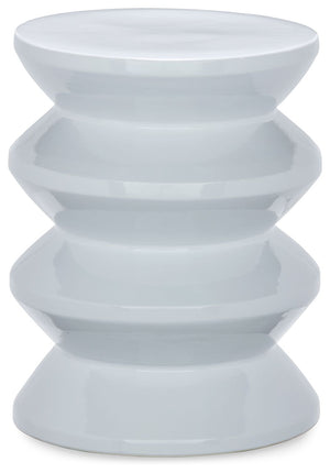 Become enamored by the bold curves of this accent stool. A white glaze gleams against the dynamically designed ceramic piece, supporting house plants, decor or your beverage of choice in simply stunning style. This versatile piece is indoor-outdoor safe.<