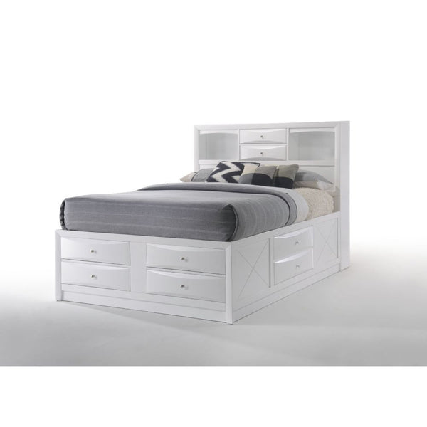 The Ireland transitional bedroom collection features multi-drawer platform bed with shaped drawer front and brushed nickel hardware. Nightstand with pull-out tray gives you convenience and creative fun life. With available finishes in espresso, black, whi