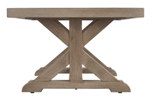  the high-style/low maintenance table charms with X-leg farmhouse styling