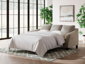  big on style possibilities. This queen sleeper sofa is a transitional take on everyday comfort. Its soft-to-the-touch upholstery keeps you cozy as you lounge