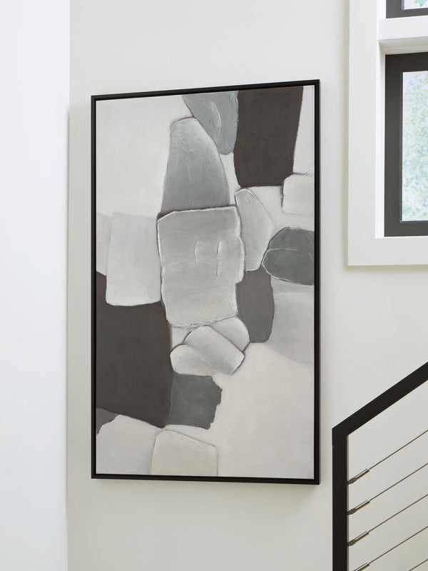  this wall art takes an abstract approach to contemporary stylings. Its neutral hues make a solo statement or act as a grounding centerpiece to a gallery wallâ€”perfect for pairing alongside muted tones or vibrant colors alike. Hand-painte