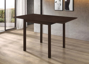  this cappuccino dining table features a classic silhouette. The rich and deep finish warms up even the most neutral of spaces. Fold up the table ends to accommodate for guests
