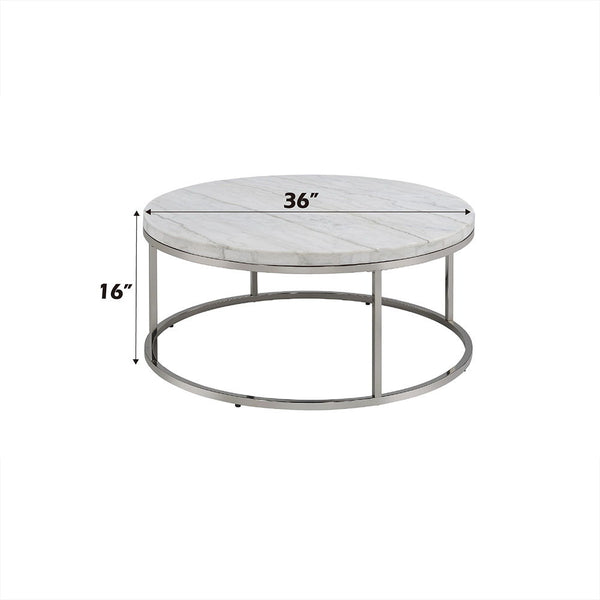 Zaidee - Coffee Table With Marble - Nickel