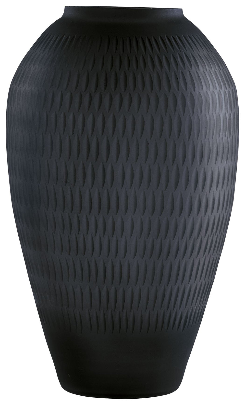 Let your eyes trace the alluring pattern running along this cut-glass vase. Its cylindrical silhouette is topped in contemporary splendor with a slate finish. Youâ€™ll surely enjoy the understated style and ever-present interest it brings to your decor.<b