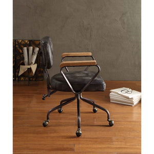 Hallie - Executive Office Chair - Vintage Black Top Grain Leather
