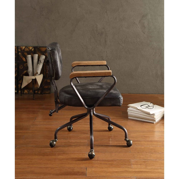Hallie - Executive Office Chair - Vintage Black Top Grain Leather