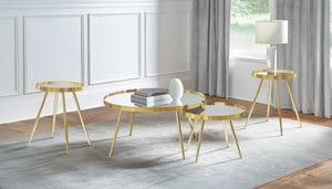 Kaelyn - 4 Piece Round Coffee And End Table Set - Gold